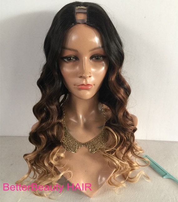 U Part Human Hair Wigs ombre 3tone U Part Wigs glueless human