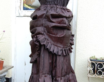 Steampunk Bustle in Dark Brown Crinkled Taffeta