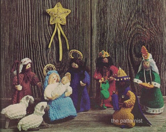 Nativity Scene Knitting Pattern Vintage Christmas Decoration Creche Jesus Mary Joseph PDF Instant Digital Download SKU 40-1