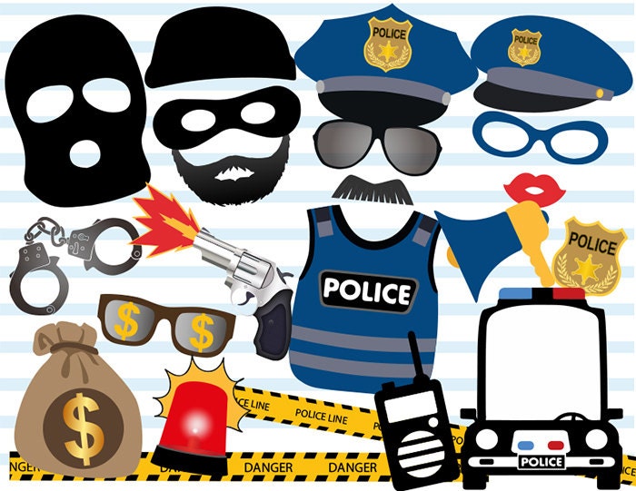 Printable Police Photo Booth Props Cops And Robbers Photo