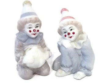 Vintage Porcelain Clowns, Set of 2