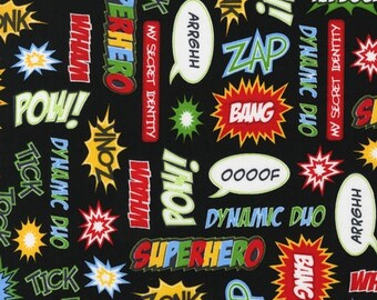 Superhero Fabric / Marvel Comics Fabric / Pow Zoom Zap OOOF / Robert Kaufman 13231 / Yardage and Fat Quarters - Camelot Fabrics 13020306