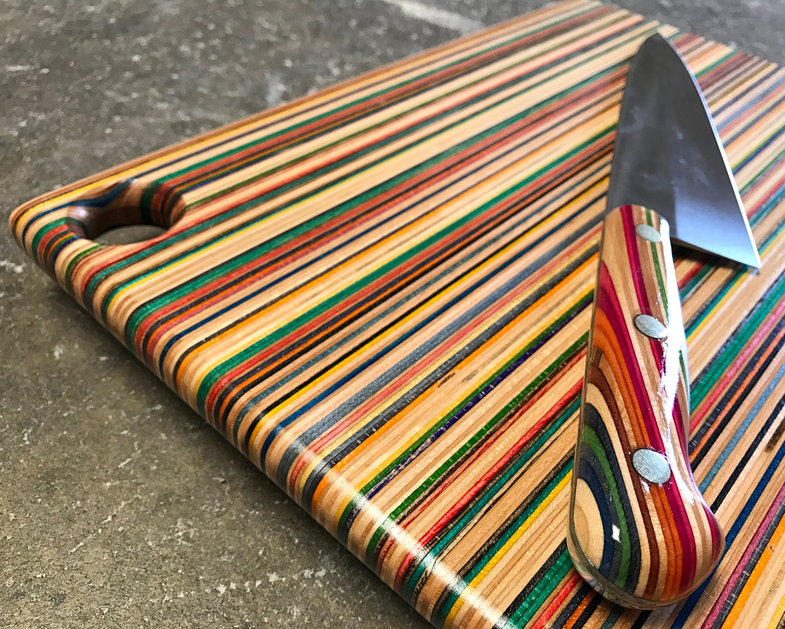 Chefs Knife with Recycled Skateboard Handle