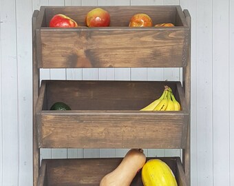 Kitchen Decor- Wood Vegetable Bin -Wood Potato Bin- Produce Stand- Vegetable Storage- - Vegetable Bin- Rustic Kitchen Decor