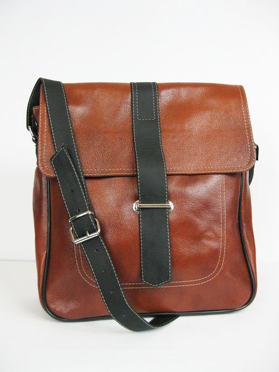 LEATHER MESSENGER Bag CROSS Body Leather bag Cognac Leather