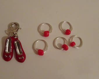 Red Slippers Stitch marker Set TamsCraftyKnits