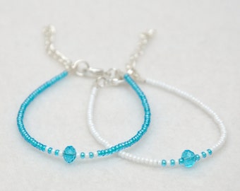 Pave Starburst Aquamarine Bead Bracelet