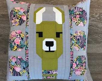 Llama Pillow Kit- Green- Lloyd and Lola Quilt Pattern- Elizabeth Hartman