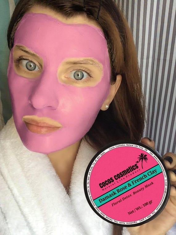 French pink clay and Damask Rose - Detox -Anti-Aging - Whitening face mask