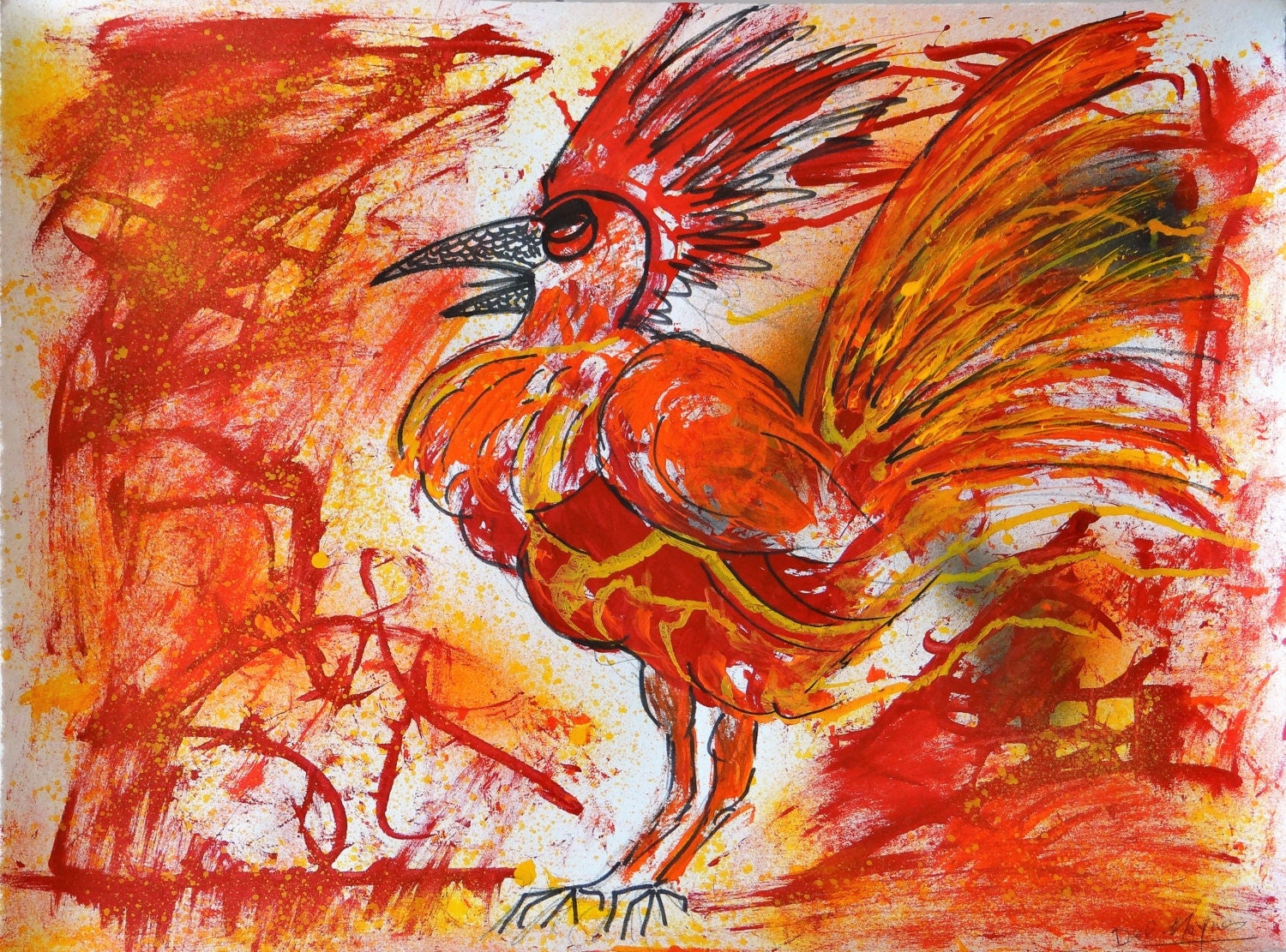 chinese new year fire rooster