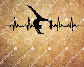 Gymnastics EKG SVG - dxf - eps - fcm - ai - png - Cut file - Silhouette - Cricut - Scan N Cut - Gymnast EKG - Gymnast Heartbeat svg