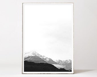 Mountain wall art, mountain print, mountains, minimalist landscape, mountain landscape, landscape prints, black and white landscape print