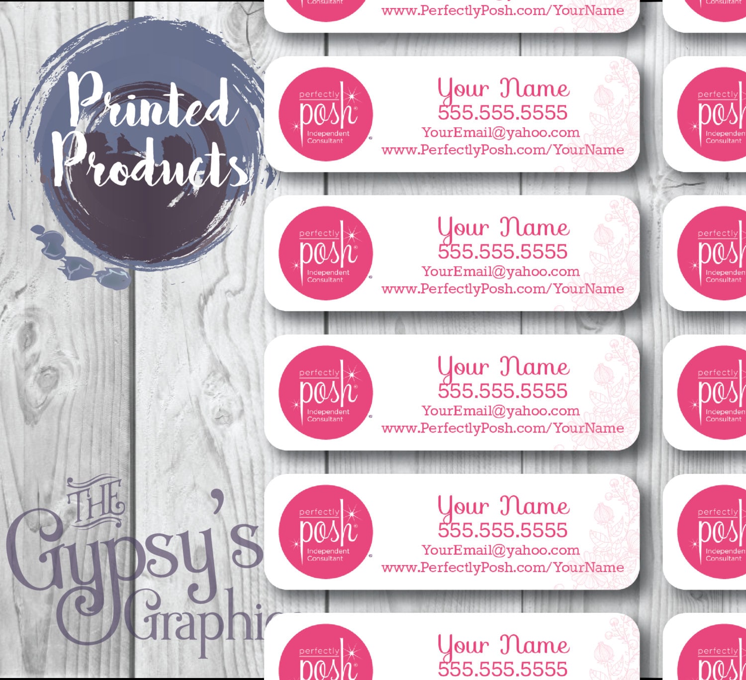 Perfectly Posh Labels Pink Daisies Printed LabelsSample