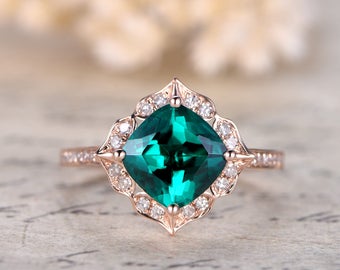 emerald engagement ring 7mm cushion cut emerald wedding ring may birthstone ring pave diamond wedding band - Emerald Wedding Ring emerald engagement ring 7mm cushion cut emerald wedding ring may birthstone ring pave diamond wedding band - Emerald Wedding Ring