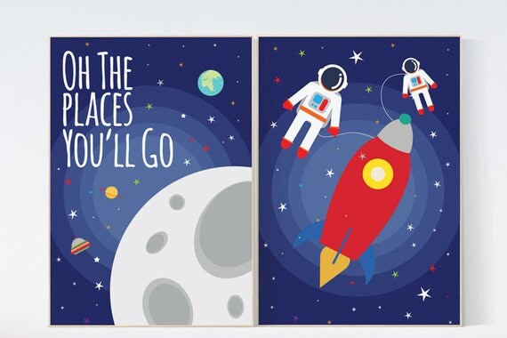 Outer space nursery wall art Oh the places you'll go