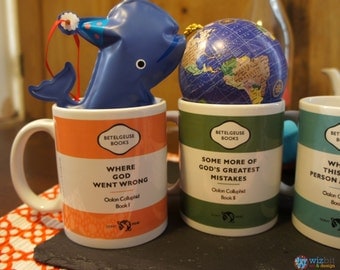 Set of 4 Coffee Mugs - Hitchhiker's Guide to the Galaxy - Oolon Colluphid's Philisophical Works
