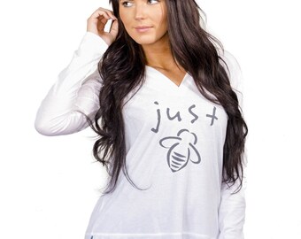 Just Bee White Hoodie Small