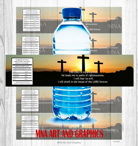 Christianity water bottle labels psalm 23 water bottle