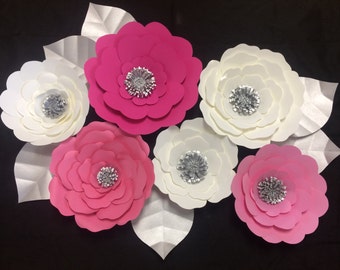 Set of 12 assorted extra large paper flowers for backdrops