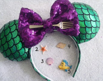 Handmade Disney Princess "Ariel" Little Mermaid Mouse ears headband inspired by Disney