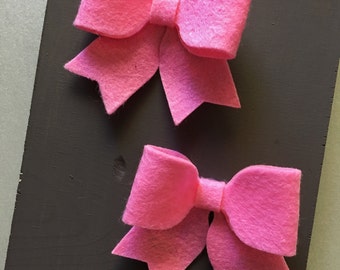 Pink Baby Girl Bow Hair Clips, bow hair clips, baby hair clips, pink, hair clips, bow, felt bow hair clip, felt bow