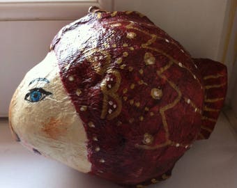 Fish paper mache art sculpture