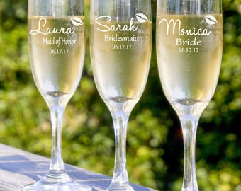 Engraved Champagne Flutes, Champagne Glasses, Toasting Glasses, Bridal Shower Toast, Bridesmaids Champagne Glass, Bachelorette Party Glasses