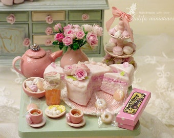 Dollhouse miniature. Large set collection "Delicate shabby and roses.", Dollhouse miniature TO Order