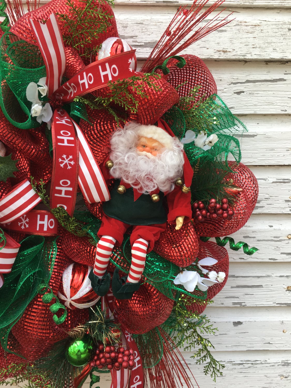 Santa Claus Deco Mesh Christmas Wreath Christmas Wreath