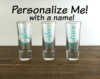 Bridesmaid Shot Glasses, Personalized Bride Gift, Bachelorette Party Favors, Bachelorette Party, Shot Glasses Wedding, Bridesmaid Proposal