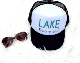 Lake hat, Lake vibes, Boating hat, Great Lakes, Surfer girl, Glitter Hat, Personalized hat, Glittered Anchor, Summer Hat, Wake boarding hat