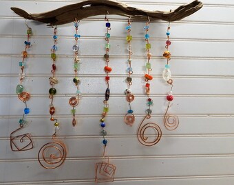 Light catcher wind chime mobile, Driftwood chime Light catcher