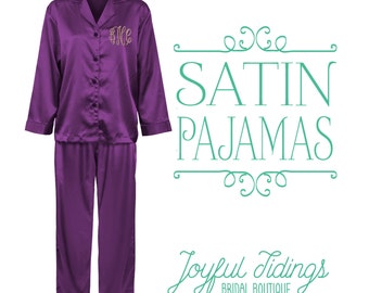 Bridesmaid Pajamas, Satin Long Pajama Sets, Bridesmaid Gift, Bridal Party Gift, Bridesmaid Gift Set, Wedding Pajamas, Getting Ready Pajamas