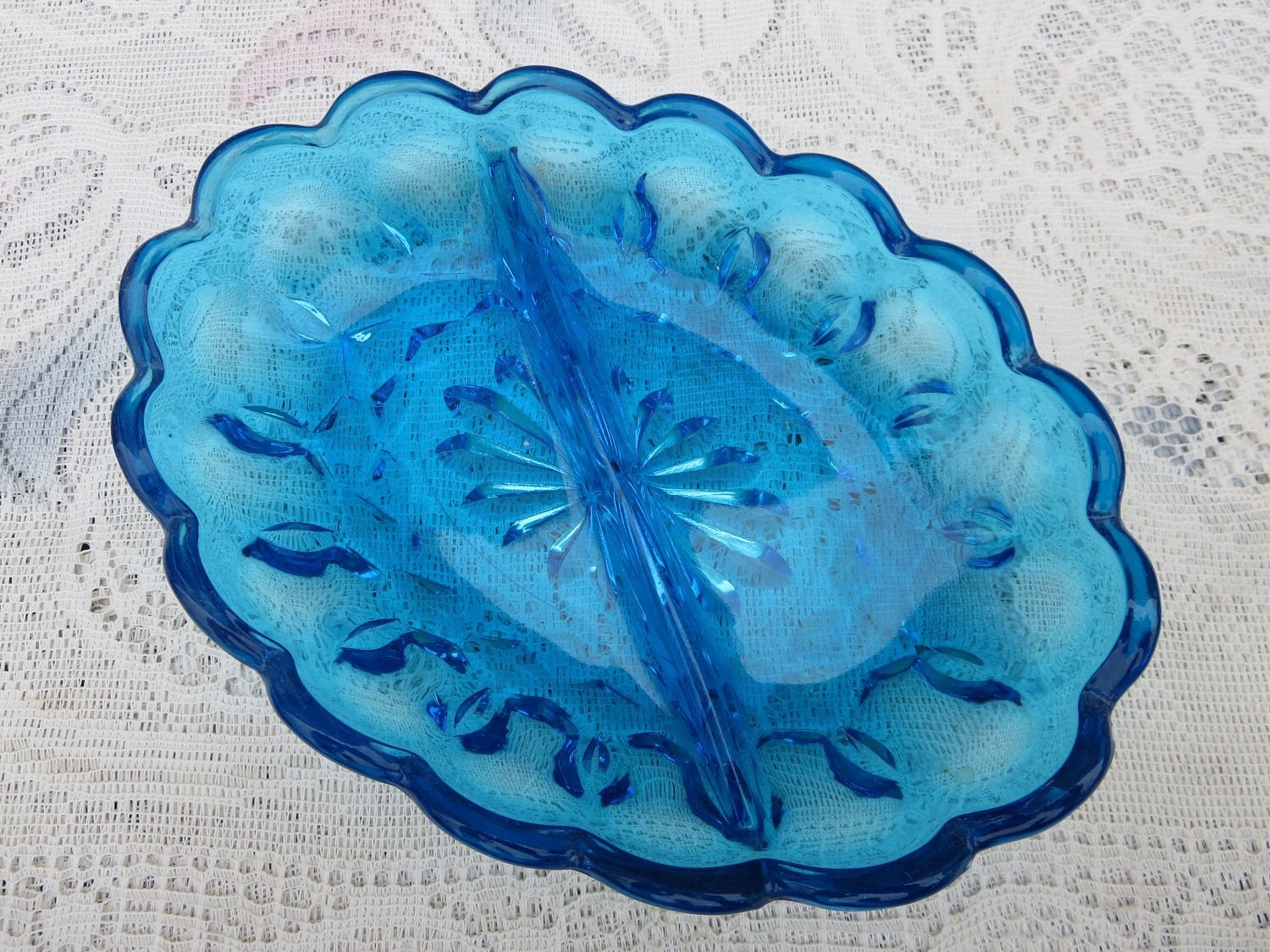 Anchor Hocking Blue Dish Plainfield Pattern Blue Dish
