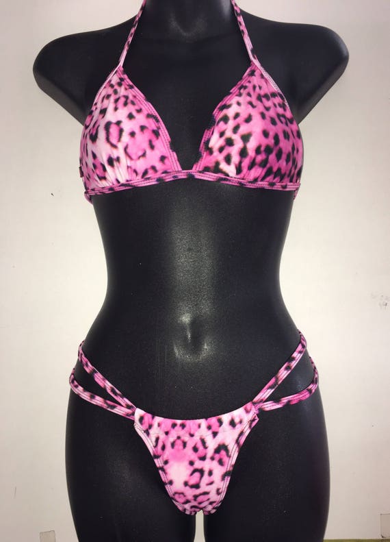 SALE*** MissManeater ONEofaKIND fixed thin bind triangle top + sliding strap super low boutique bikini pant *** BRAZILIAN cut!