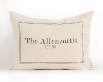 Family Name Pillow, Housewarming Gift, 2nd Anniversary Gift, Wedding Gift, Engagement Gift, Personalized Pillow, Home Decor