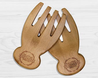 Personalized Salad Tossers, Personalized Salad Hands, Custom Salad Tossers, Custom Salad Hands, Salad Servers --SH-BAM-WILKONSONS
