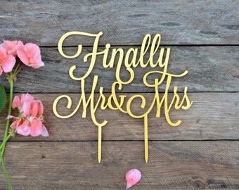 Cake Topper Finally Mr&Mrs Wedding Cake Toppers Finally Mr and Mrs Cake Topper for Wedding gold silver black