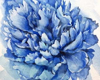 Peony ORIGINAL watercolor painting,flower still life, art, gift, home decor