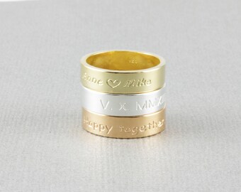 Name Ring / initial Ring / Personalized name Jewelry / Location Ring / Message ring / Gift for him ( R 150 )