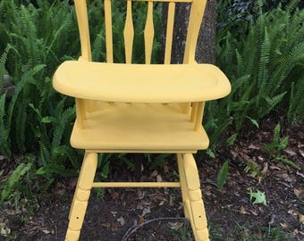 Vintage Highchair, Daisy Yellow, 1st Birthday Photo, Shabby Chic, Photo Props