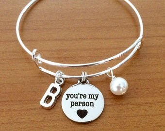 Best friend gift, you're my person bracelet, greys anatomy jewelry, bff bracelet, friendship bangle, wife gift, girlfriend jewellery