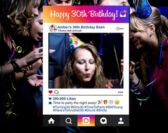 30th Birthday Instagram Photo Booth, Birthday Instagram Photobooth, 30th Birthday Props, Instagram Frames, 30, Instagram Props, Instagram