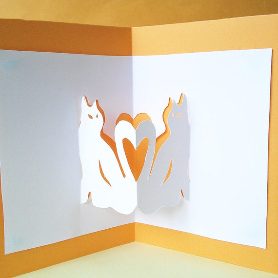 Printable 3D  Pop Up Cat  Card  Template DIY Card  Template Cat 