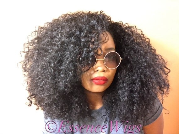 ... BIG Hair Kinky Curly Wig Black Premium Sustainable Hair Unit Wig 3b 3a