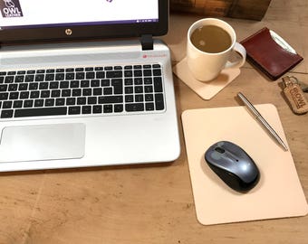 OWL LEATHER designs, Leather Mouse Pad, Mouse Pad, Leather mousepad, Monogram Mousepad