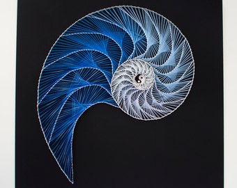 String art Nautilus - Yin Yang | Abstract pattern | Fibonacci string art | Custom string art | Nautical string art | String art shell