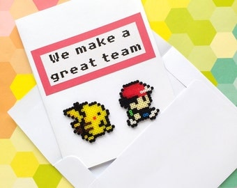 3D Geeky Greeting Card | Handmade Cute Card / Geeky Greeting Card / Mini Hama, Perler Beads