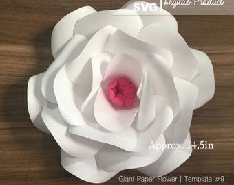 DIY Giant Paper Flower Digital Template PDF and SVG | Template #9