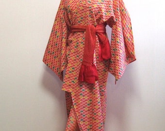 Red wool kimono /vintage kimono robe